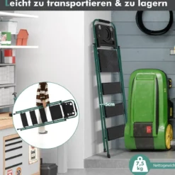 4-Stufen-Leiter mit Werkzeugablage rutschfesten Fußpolstern & Pedalen 150 kg Tragkraft