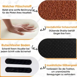 2-stufige Hunderampe aus Schaumstoff mit Waschbarem Bezug & Rutschfestem Boden Schwarz