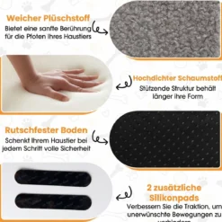 2-stufige Hunderampe aus Schaumstoff mit Waschbarem Bezug & Rutschfestem Boden Grau