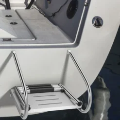 3-stufige Klappbare Teleskop-Bootleiter mit Fiberglasplattform & 2 Handläufen 51,5 x 45 x 37,5 cm