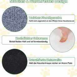 4-stufige Leuchtende Schaumstoff Hundetreppen mit Waschbarer Flanellbezug Haustiertreppe Grau