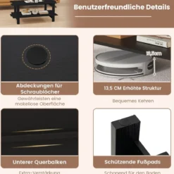 2 Stufiger Couchtisch mit Ablage Kaffeetisch Rechteckiger Beistelltisch Akzenttisch