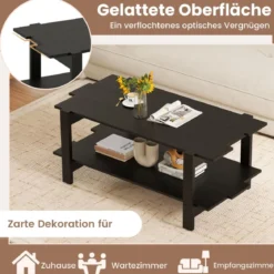 2 Stufiger Couchtisch mit Ablage Kaffeetisch Rechteckiger Beistelltisch Akzenttisch