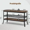 3-Stufiger Industrieller TV-Ständer aus Holz mit Stahlrahmen 100 x 40 x 55,5 cm Rustikales Braun + Schwarz