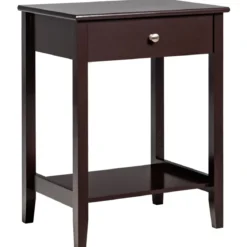 2-stufiger Nachttisch aus Holz Sofatisch Beistelltisch für Wohnzimmer 47,5 x 36 x 62 cm Braun