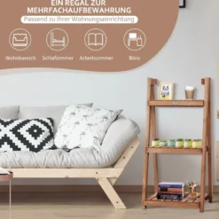 3-stufiger Pflanzenständer Blumenständer Pflanzenregal Holz 46 x 37,5 x 94 cm Braun