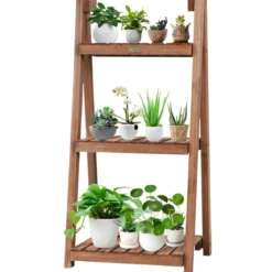 3-stufiger Pflanzenständer Blumenständer Pflanzenregal Holz 46 x 37,5 x 94 cm Braun