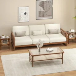 2-stufiger runder Beistelltisch PE Rattan Couchtisch mit gehärteter Glasplatte Braun