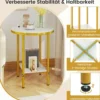 2-stufiger runder Couchtisch 40,5 cm Beistelltisch mit weißer Marmoroptik & Ablagefläche Weiß + Golden