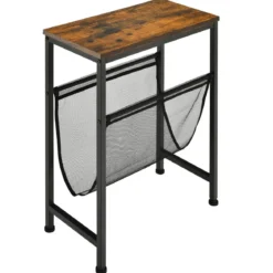 2-Stufiger Rustikaler Beistelltisch Kleiner Beistelltisch 49 x 25,5 x 61 cm Braun