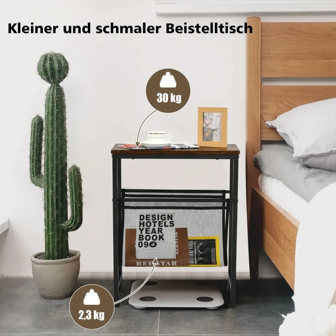 2-Stufiger Rustikaler Beistelltisch Kleiner Beistelltisch 49 x 25,5 x 61 cm Braun