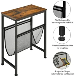 2-Stufiger Rustikaler Beistelltisch Kleiner Beistelltisch 49 x 25,5 x 61 cm Braun