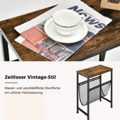 2-Stufiger Rustikaler Beistelltisch Kleiner Beistelltisch 49 x 25,5 x 61 cm Braun