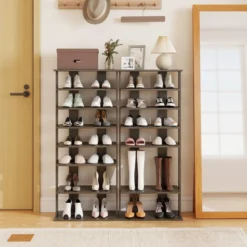 8 Stufiger Schuhständer Höhenverstellbares Schuhregal Platzsparender Schuh Organizer Grau