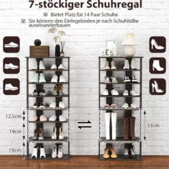 8 Stufiger Schuhständer Höhenverstellbares Schuhregal Platzsparender Schuh Organizer Grau