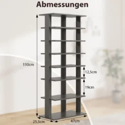 8 Stufiger Schuhständer Höhenverstellbares Schuhregal Platzsparender Schuh Organizer Grau
