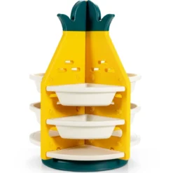 3-stufiges Ananas-Spielzeugregal Drehbare Spielzeugaufbewahrung 74 x 74 x 106 cm Gelb