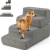 4-stufige Schaumstoff-Hundetreppe faltbare Hundetreppe mit rutschfestem Boden & abnehmbarer waschbarer Bezug Grau