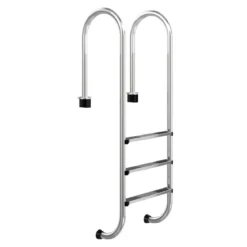 3-stufige Schwimmbad-Leiter U-förmige Pool mit rutschfesten Stufen Edelstahl Poolleiter 161 x 53 x 38 cm Silber