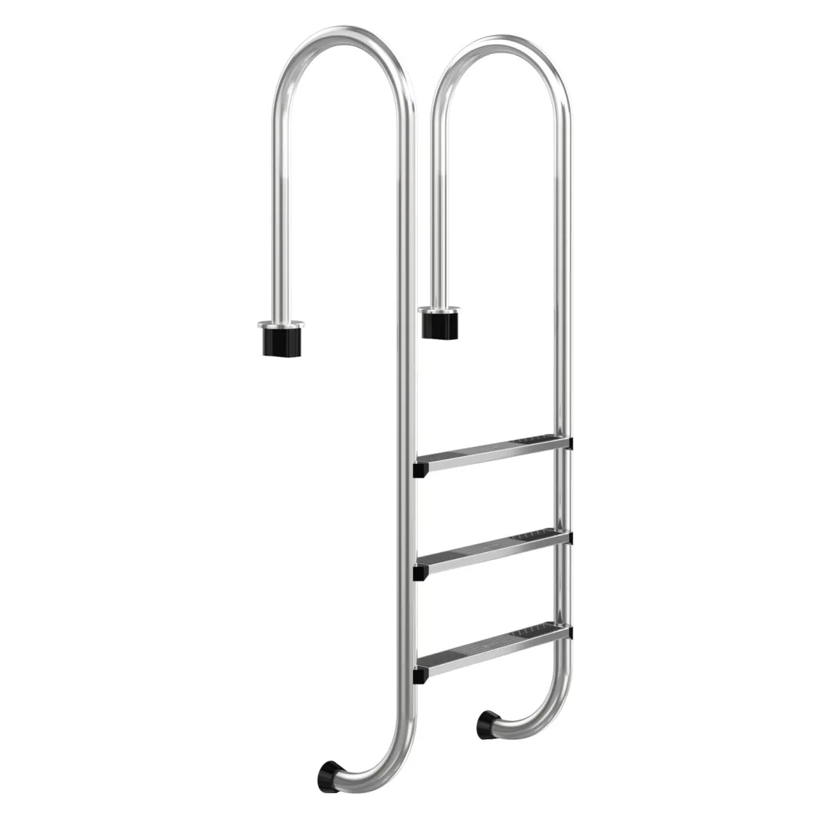 3-stufige Schwimmbad-Leiter U-förmige Pool mit rutschfesten Stufen Edelstahl Poolleiter 161 x 53 x 38 cm Silber