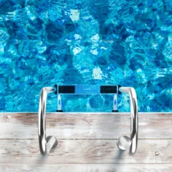 3-stufige Schwimmbad-Leiter U-förmige Pool mit rutschfesten Stufen Edelstahl Poolleiter 161 x 53 x 38 cm Silber