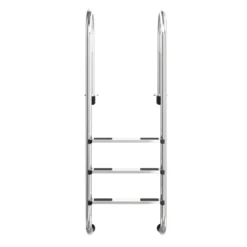 3-stufige Schwimmbad-Leiter U-förmige Pool mit rutschfesten Stufen Edelstahl Poolleiter 161 x 53 x 38 cm Silber
