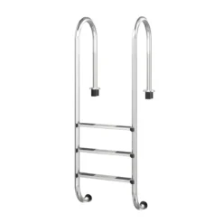 3-stufige Schwimmbad-Leiter U-förmige Pool mit rutschfesten Stufen Edelstahl Poolleiter 161 x 53 x 38 cm Silber