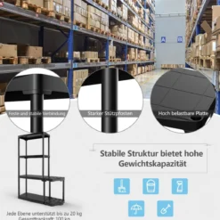 4-stufiges Garagenregal mit 2-stufigem Werkzeugorganizer Lagerregal Schwarz