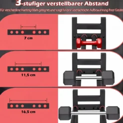 3-Stufiges Hantelständer Hantelregal mit 3-Fach Verstellbarem Abstand Kurzhantelständer mit Robuster Metallrahmen