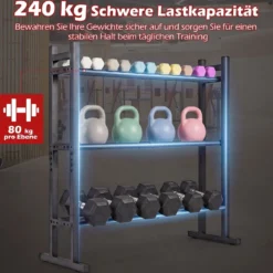 3-Stufiges Hantelständer Hantelregal mit 3-Fach Verstellbarem Abstand Kurzhantelständer mit Robuster Metallrahmen