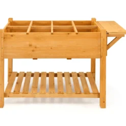2-stufiges Hochbeet aus Holz Hochbeet 8 Fächer Pflanzkübel 123,5 x 54 x 80 cm Natur