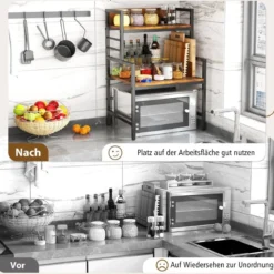 3 Stufiges Mikrowellenregal Mikrowellenständer mit 2 offenen Ablagen 52 x 42 x 78 cm