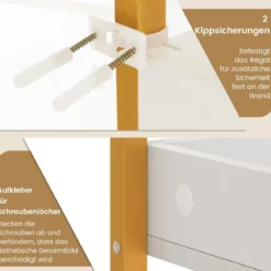 3-stufiges Toilettenregal mit 4 Haken & Verstellbaren Füßen Platzsparendes Badregal Weiß