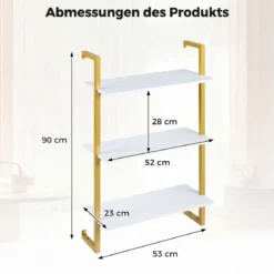 3 Stufiges Wandregal mit Metallrahmen Schwebendes Küchenregal Lagerregal Weiß