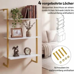3 Stufiges Wandregal mit Metallrahmen Schwebendes Küchenregal Lagerregal Weiß