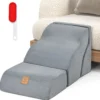 3-stufig Set Hundetreppe aus Schaumstoff mit Rutschfestem Boden Haustiertreppe Grau