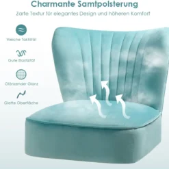 Stuhl mit Massivholzbeinen luxuriöser Samtstoff 55 x 70 x 77,5 cm Grün