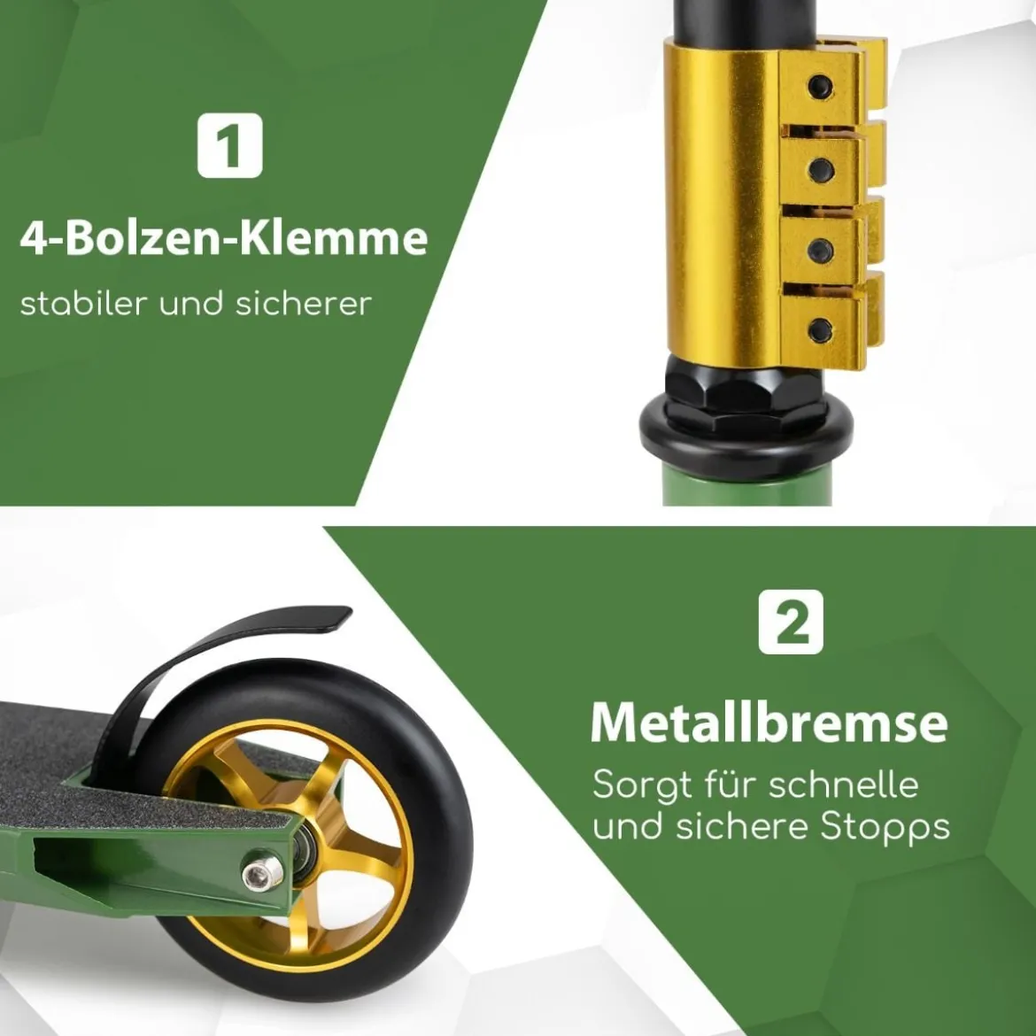 Stunt Scooter mit 360 Lenkung & PU Rädern & Aluminiumdeck Stuntscooter Funscooter