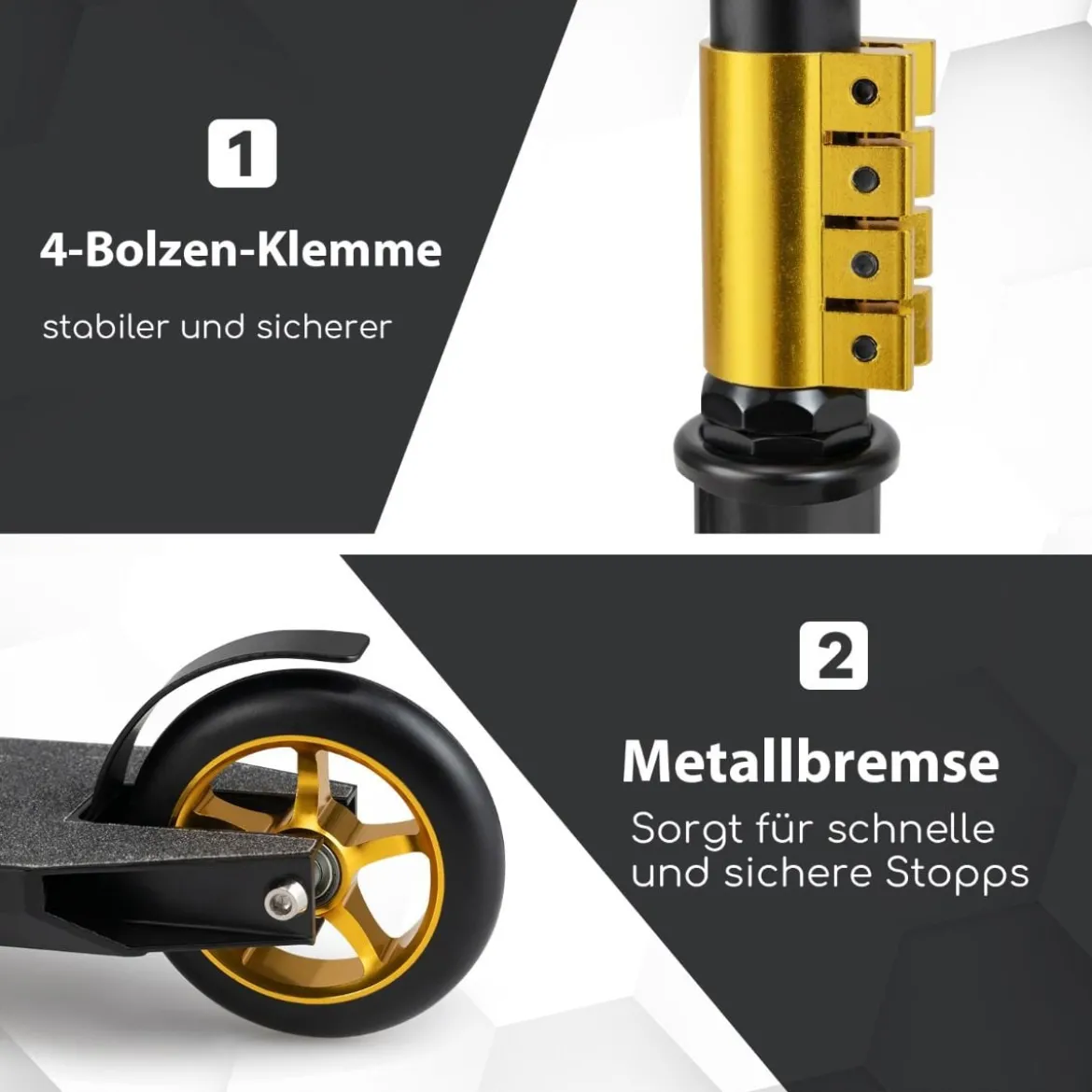 Stunt Scooter mit 360 Lenkung & PU Rädern & Aluminiumdeck Stuntscooter Funscooter