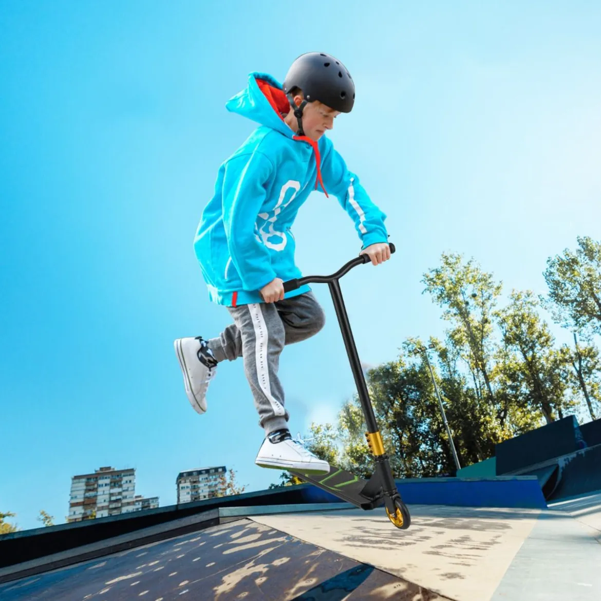 Stunt Scooter mit 360 Lenkung & PU Rädern & Aluminiumdeck Stuntscooter Funscooter