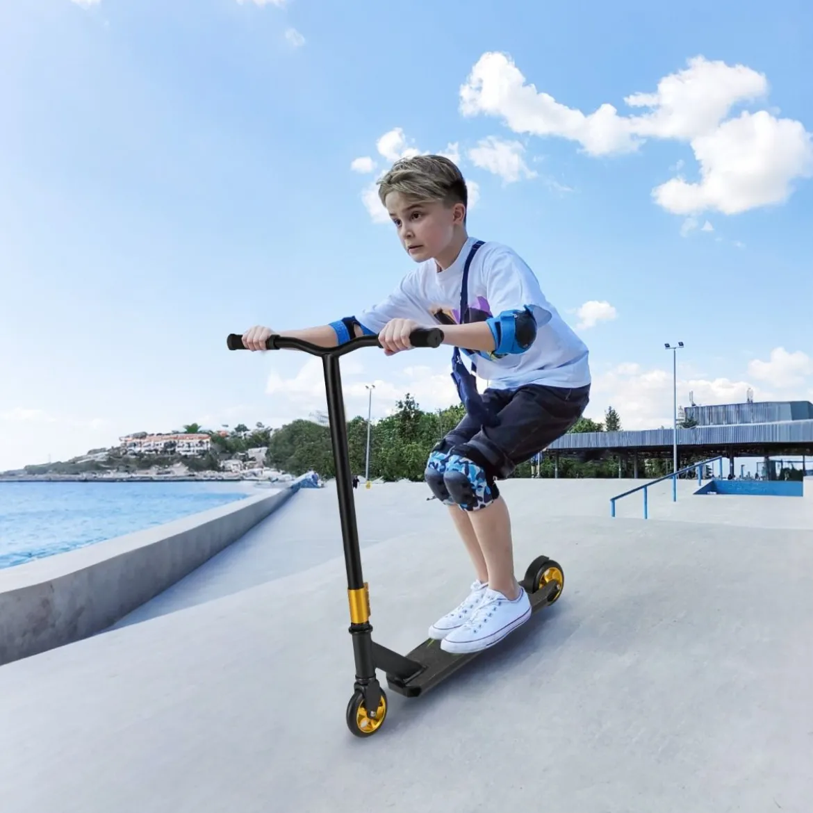 Stunt Scooter mit 360 Lenkung & PU Rädern & Aluminiumdeck Stuntscooter Funscooter