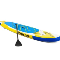 SUP Board Aufblasbares Stand Up Paddle Board mit breite Fläche 305 x 76 x 15 cm Blau + Gelb + Weiß