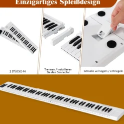88 Tastatur digitale Keyboard Tastatur für tragbares elektrisches Klavier 137 x 16,5 x 5 cm Weiß
