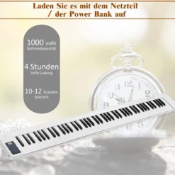 88 Tastatur digitale Keyboard Tastatur für tragbares elektrisches Klavier 137 x 16,5 x 5 cm Weiß