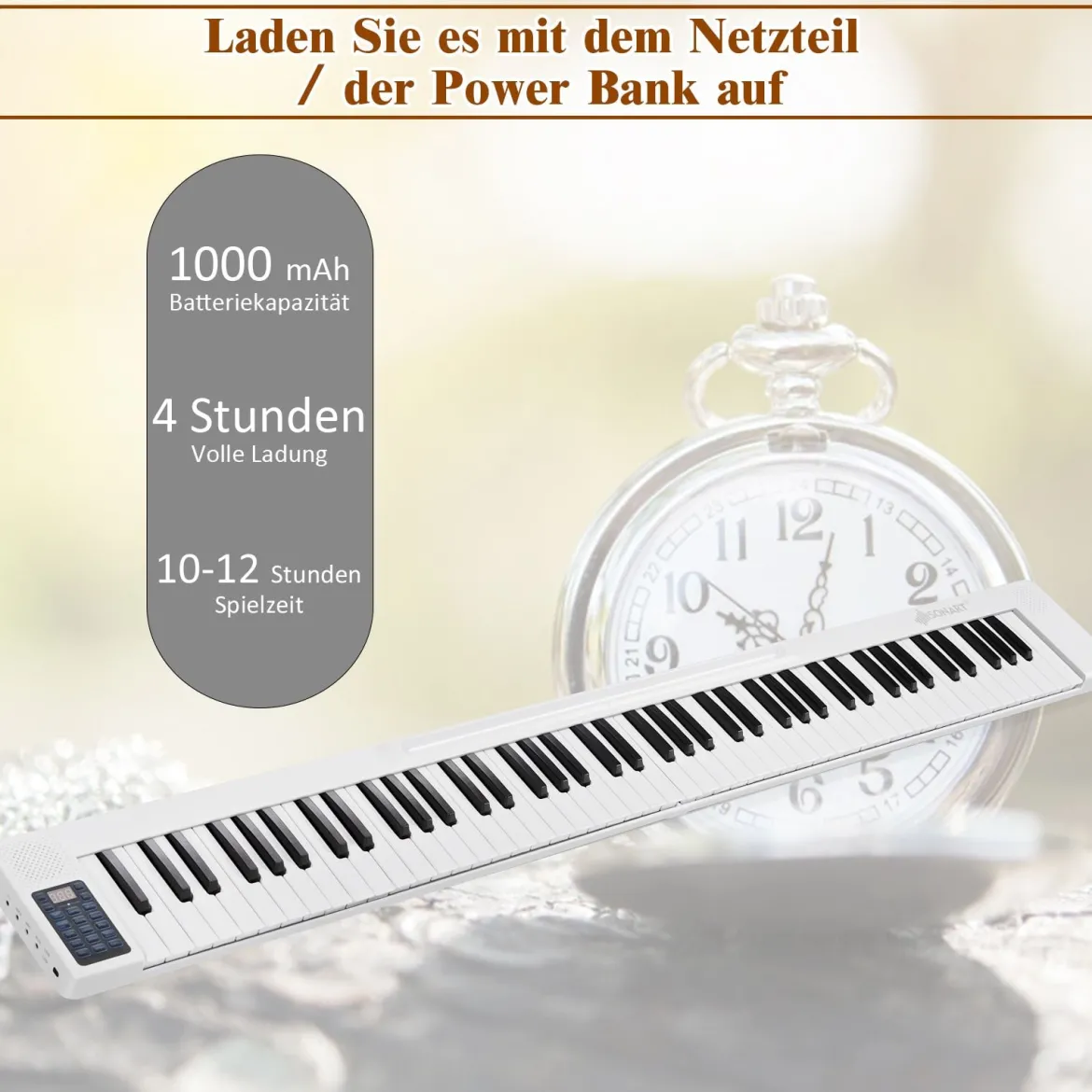 88 Tastatur digitale Keyboard Tastatur für tragbares elektrisches Klavier 137 x 16,5 x 5 cm Weiß