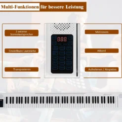 88 Tastatur digitale Keyboard Tastatur für tragbares elektrisches Klavier 137 x 16,5 x 5 cm Weiß