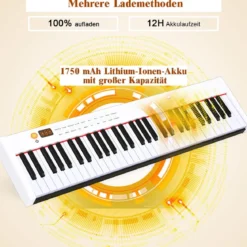 61-Tasten digitale Keyboard elektrisches Klavier mit Tragetasche 90 x 21 x 6 cm Weiß