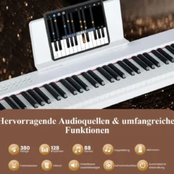 88 Tasten Digitales Klavier tragbares Vollformat Elektrisches Keyboard Schwarz/Hellbraun/Weiß