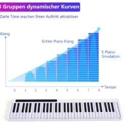 61-Tasten-Digitalpiano hochwertiges mit Tragetasche elektronisches Keyboard 88,5 x 18 x 6,5 cm Weiß