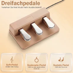 88 Tasten Digitalpiano mit Ständer E-Piano mit Halbgewichteter Tastatur 3 Pedalen 80 Demos